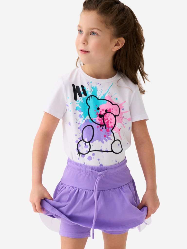 Комплект для девочек: футболка, юбка-шорты PlayToday