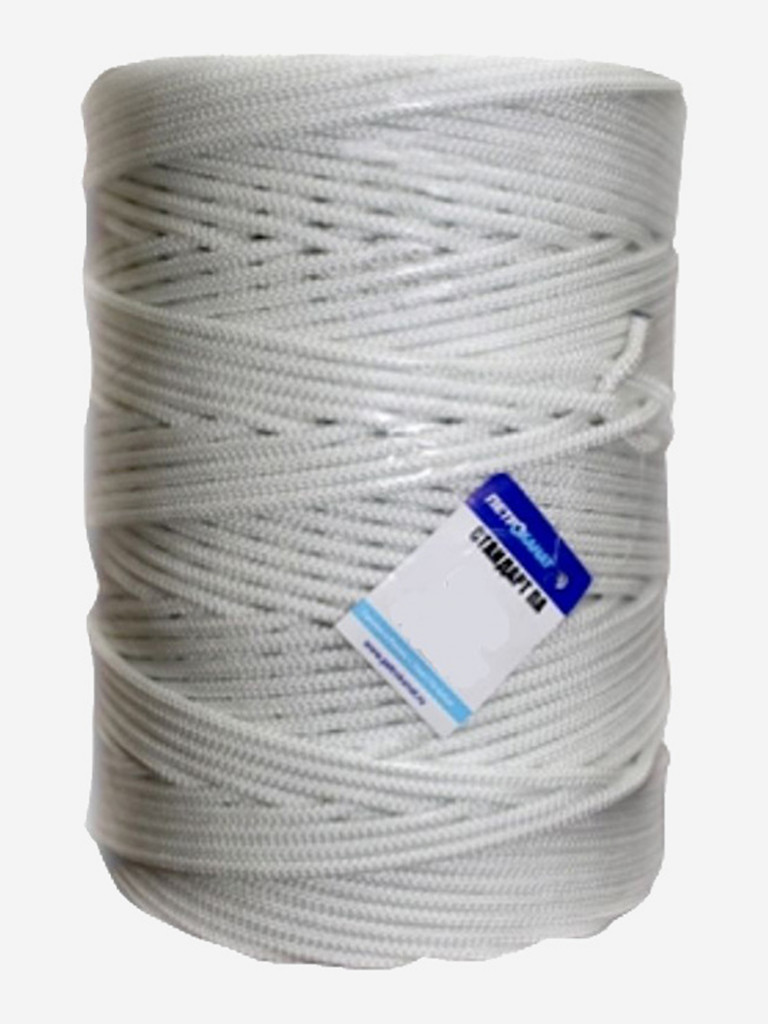 Шнур плетеный Петроканат СТАНДАРТ ПА (полиамид) 6,0 мм (300 м) белый, 680 кгс, евробобина