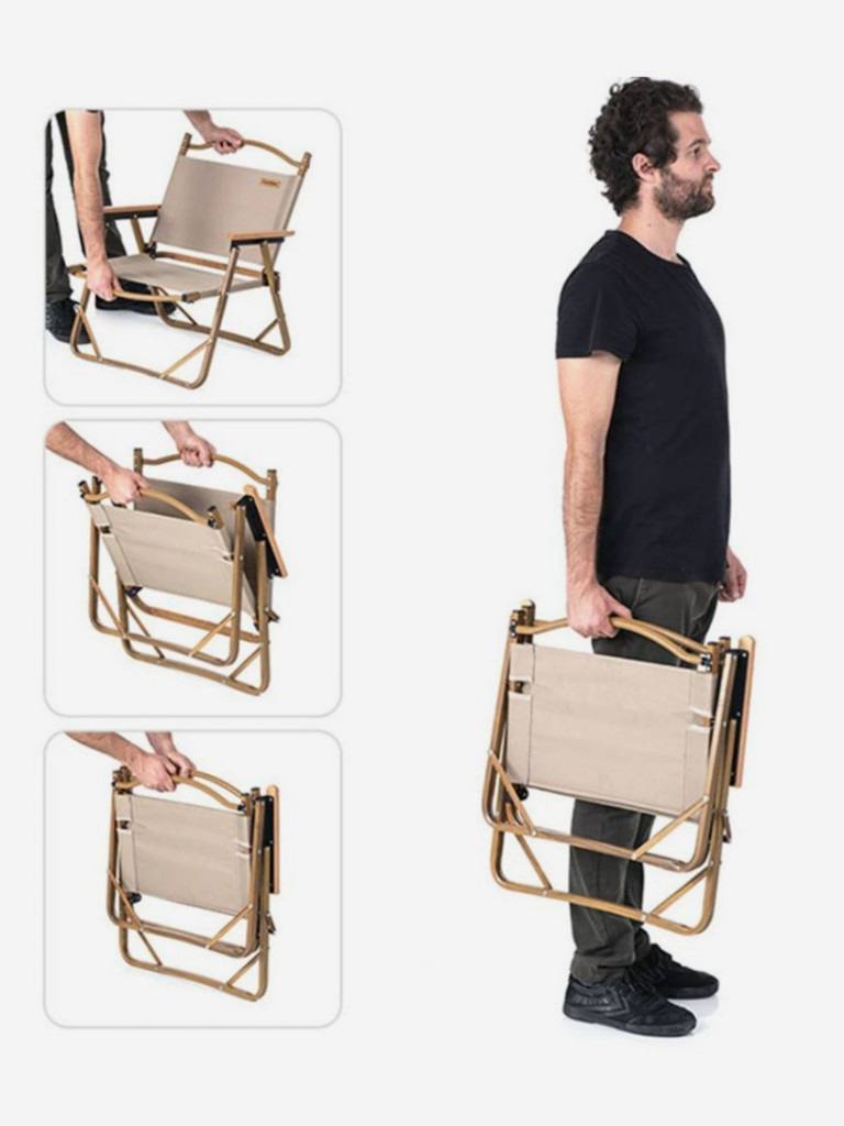 Кресло туристическое Naturehike MW02, складное, хаки, до 120 кг