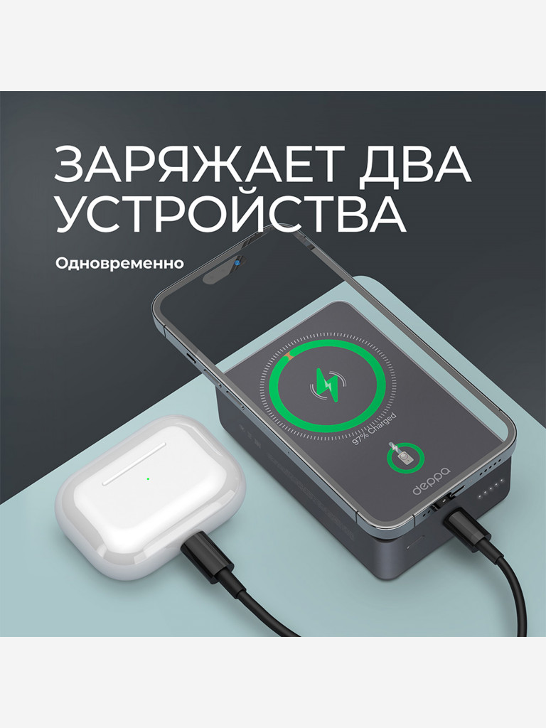 Внешний аккумулятор NRG Alum S 20000 мА-ч (74Вт-ч), 15Вт MageSafe