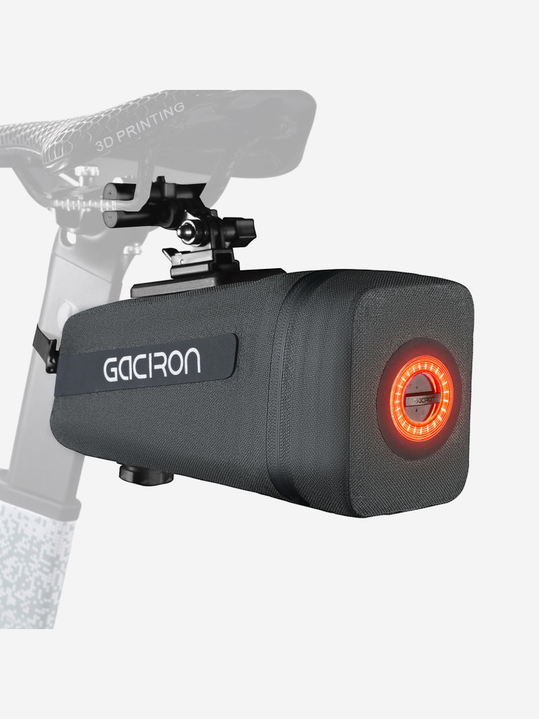 Велосумка подседельная GACIRON Birdnest-200, с умным задним фонарем 2 в 1, цвет черный