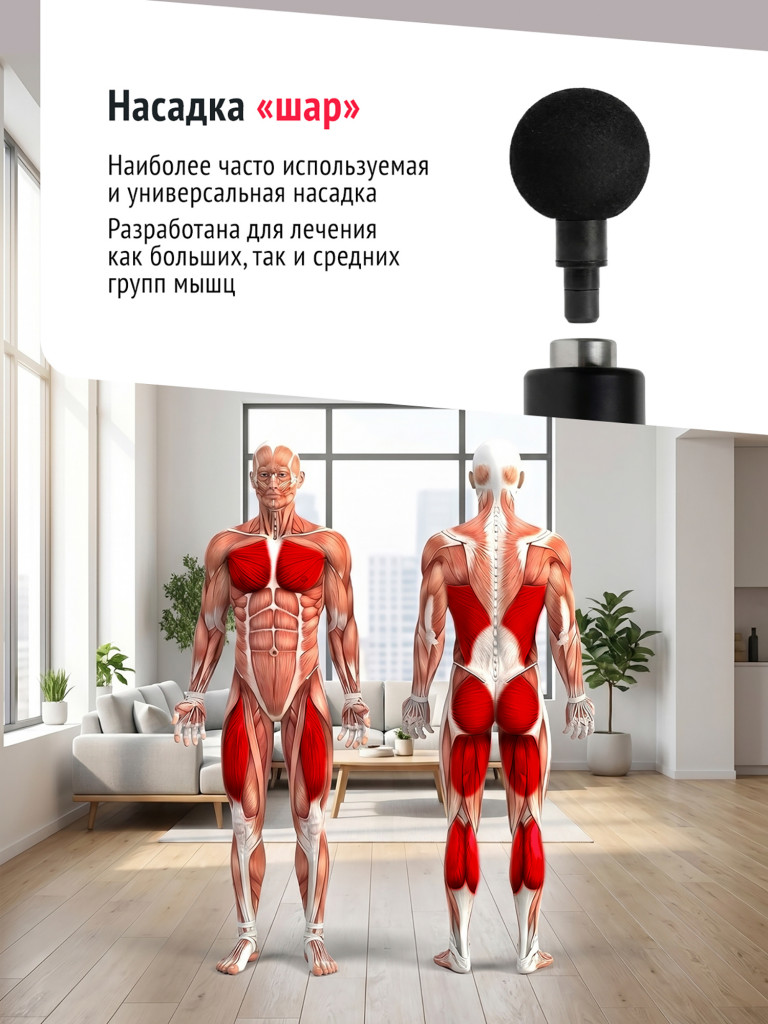 Массажер перкуссионный для тела Begibey PowerGun электрический антицеллюлитный лимфодренажный