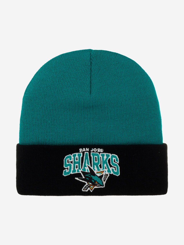 Шапка с отворотом MITCHELL NESS EU349-ARCHED-TEAL San Jose Sharks NHL