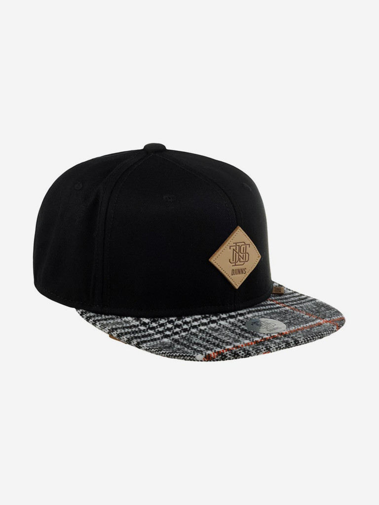 Бейсболка с прямым козырьком DJINNS 6P SB Check Tweed Rev. (черный)