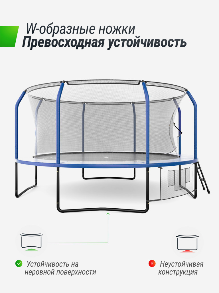 Батут каркасный UNIX Line Supreme Game 14 ft, общий диаметр 427 см, до 170 кг