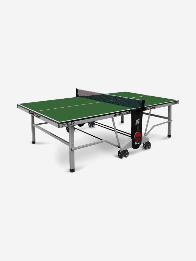 Теннисный стол Start Line Victory зеленый, профессиональный, для помещений, для, дома, для школы, складной, с сеткой и колесами