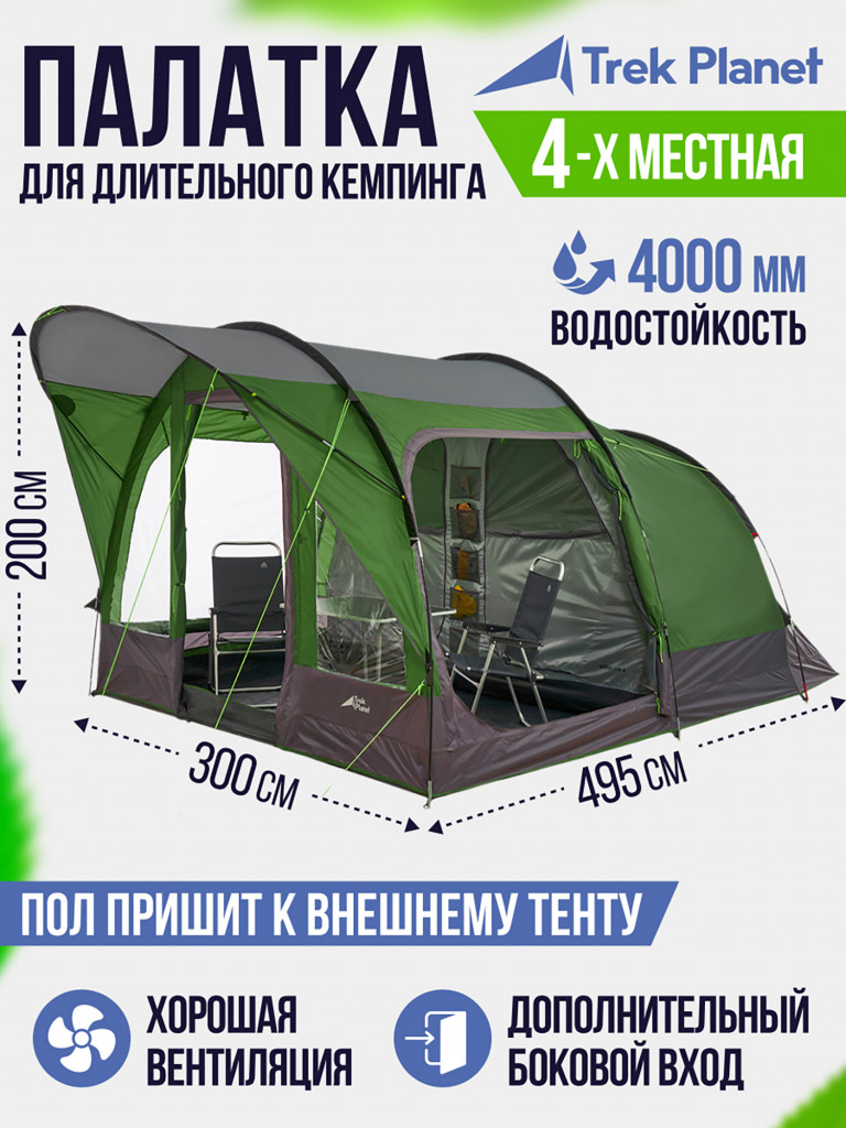 Четырехместная кемпинговая палатка Trek Planet Siena Lux 4