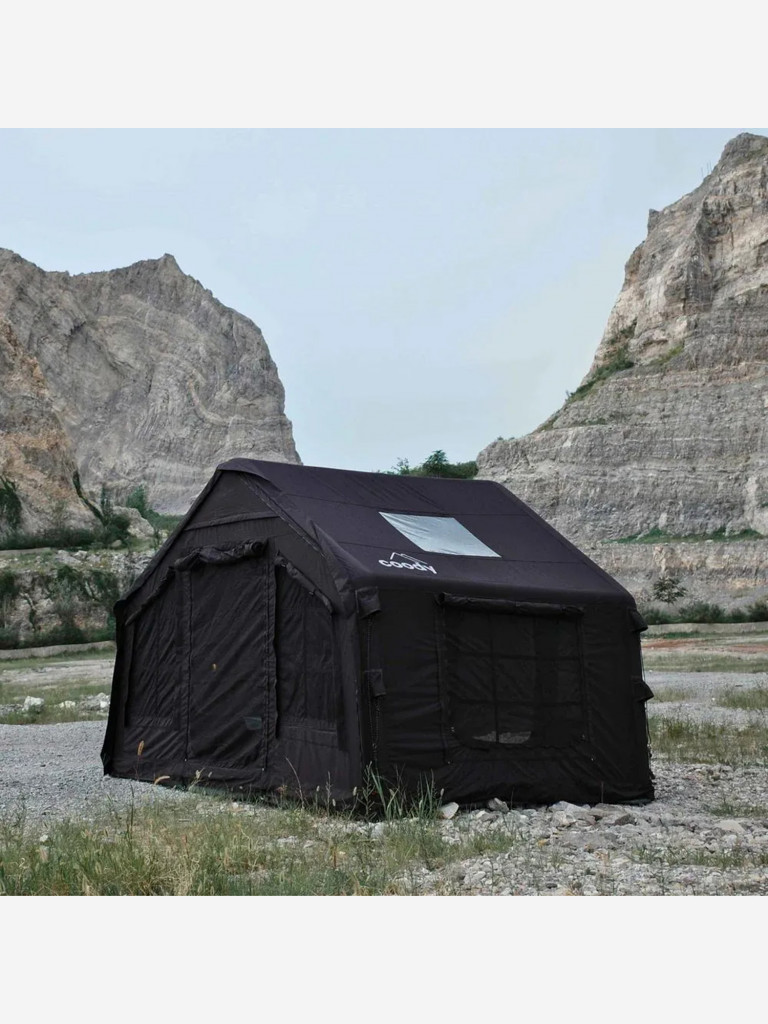 Надувная палатка Coody 8.0 Black, 320×250×220 см, 2–4 человека, 2 входа, навес
