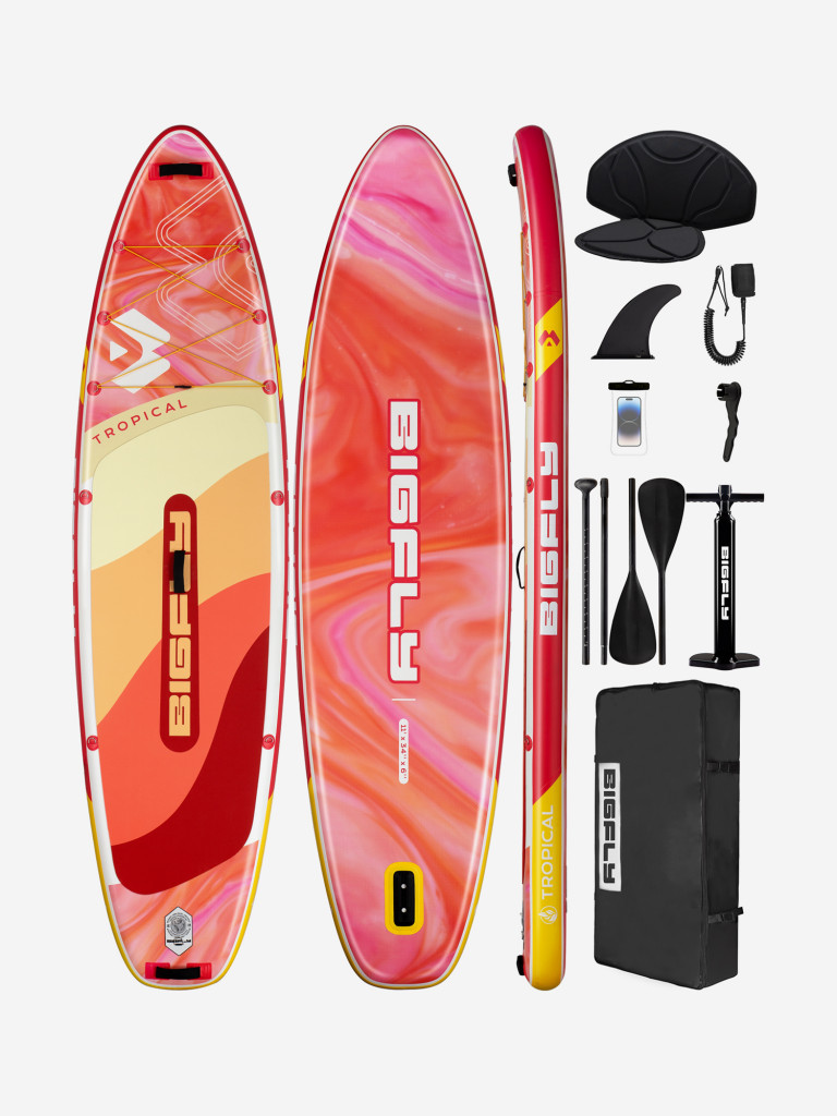 Надувной двухслойный SUP-борд BIGFLY TROPICAL ORANGE PRO, 11' 335*86*15 см, сапборд