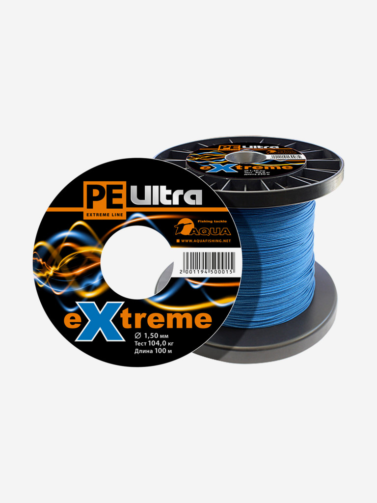 Плетеный шнур для рыбалки AQUA PE ULTRA EXTREME 1,50mm (цвет синий) 100m