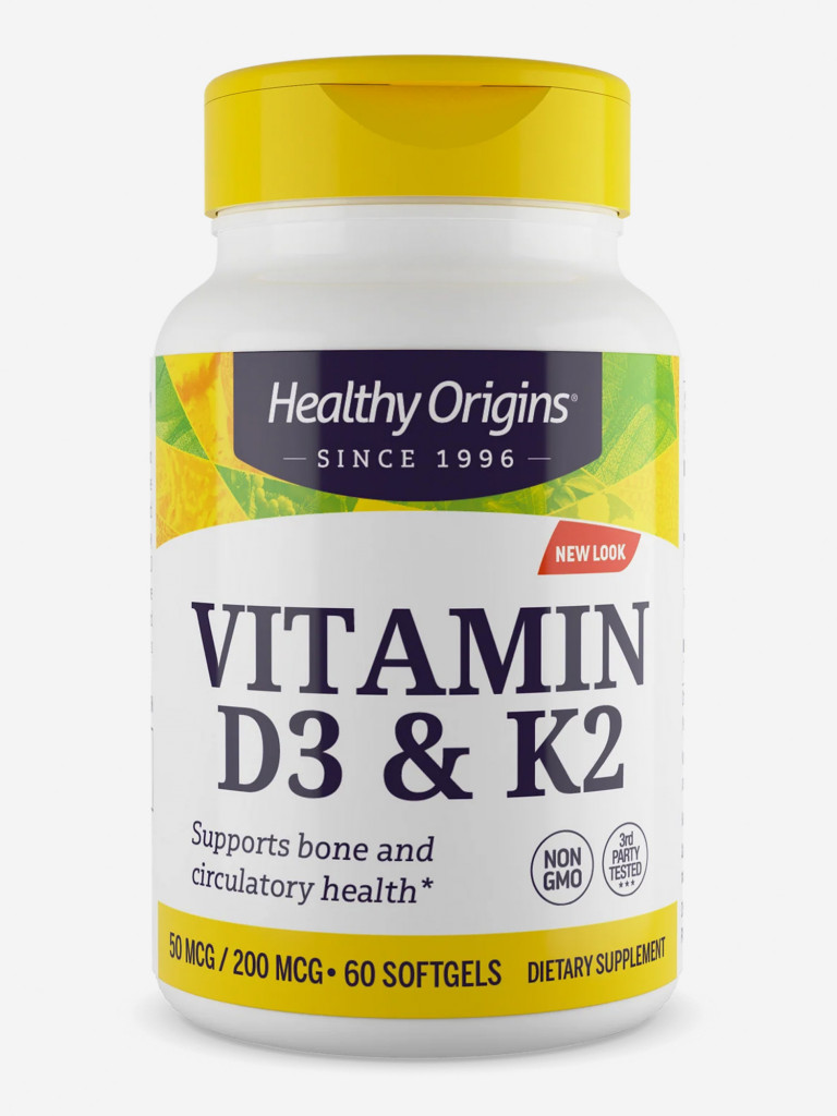 Витамин Д3+К2, Healthy Origins, 60 капсул