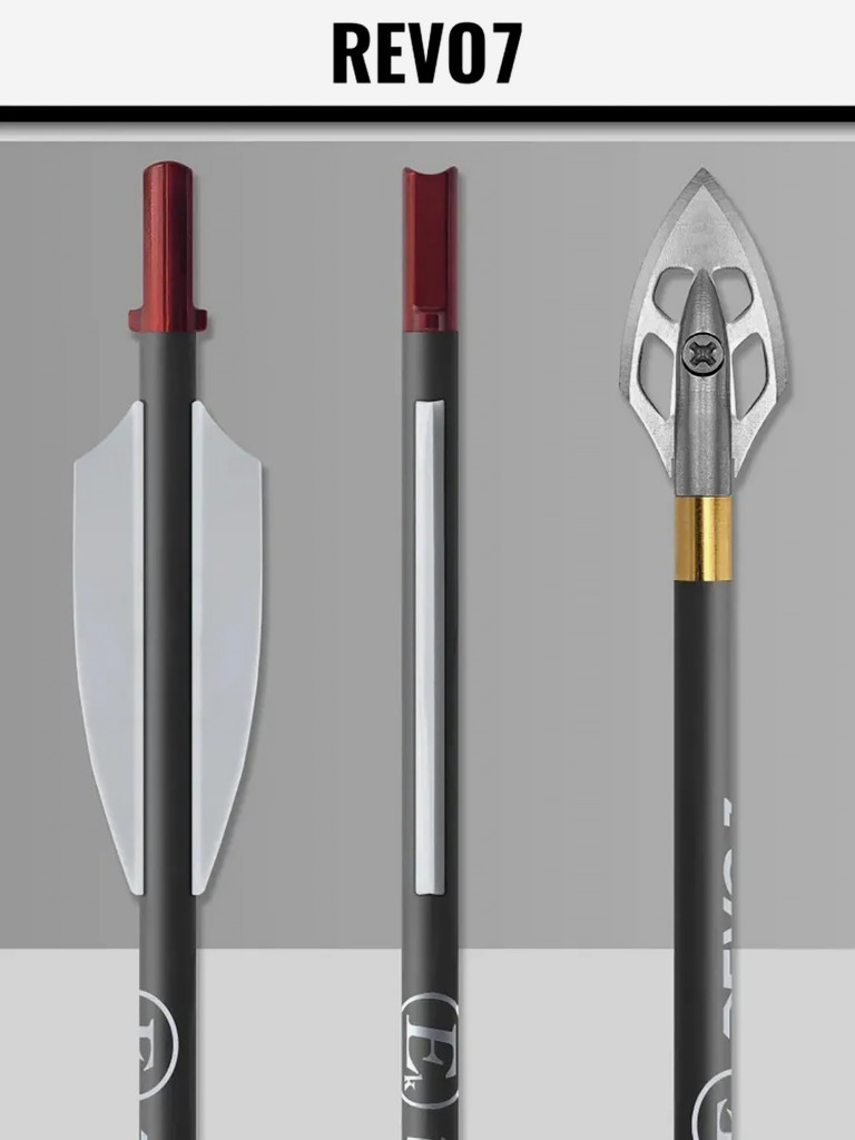 Стрела карбоновая 6,5" для арбалета Ek Revo 7 наконечник Broadhead (комплект 7 шт.)
