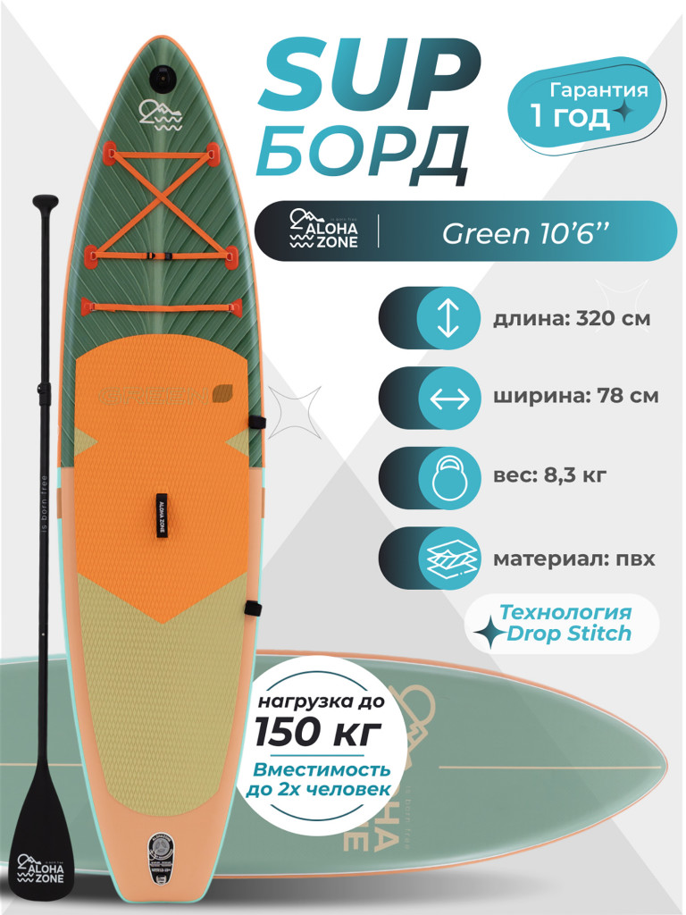 Сапборд Aloha Zone Green 10,6``