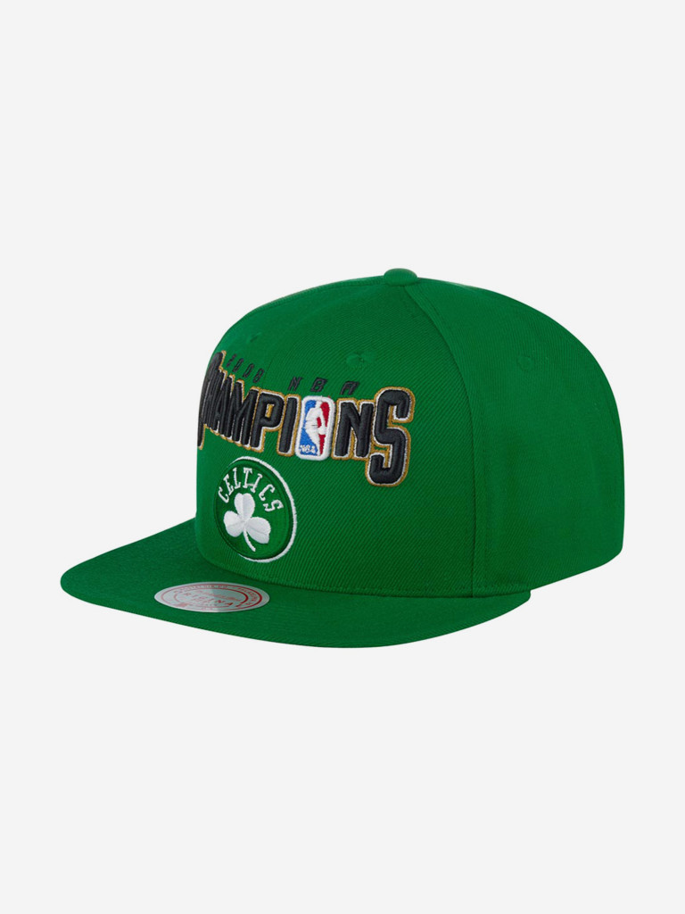 Бейсболка с прямым козырьком MITCHELL NESS HHSS4225-BCEYYPPPGREN Boston Celtics NBA