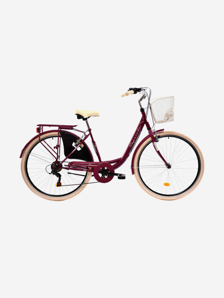 Велосипед CAPRIOLO CITY DIANA STEEL (1 X 6), рама сталь 18'', колёса 28'' (гранатовый (матовый) - белый)