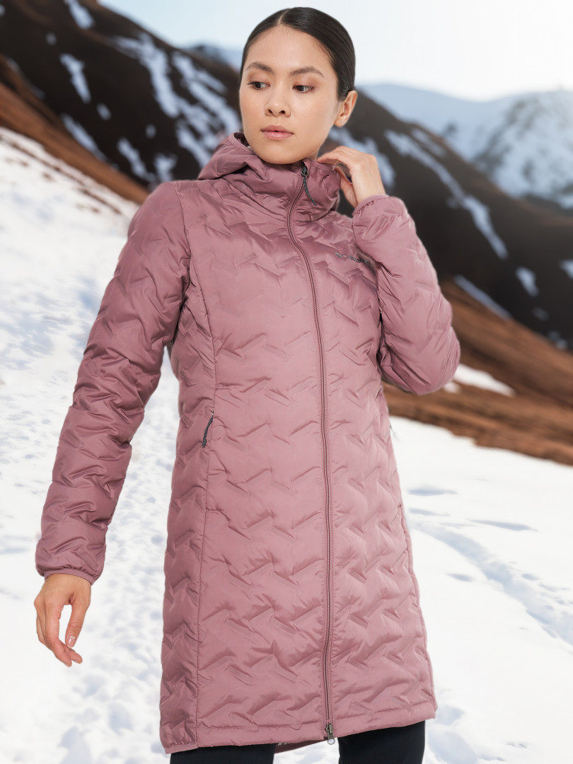 фото Пуховик женский columbia delta ridge ii long down jacket, розовый