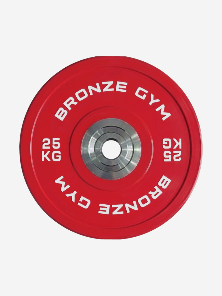 Диск олимпийский BRONZE GYM тяжелоатлетический красный 25 кг