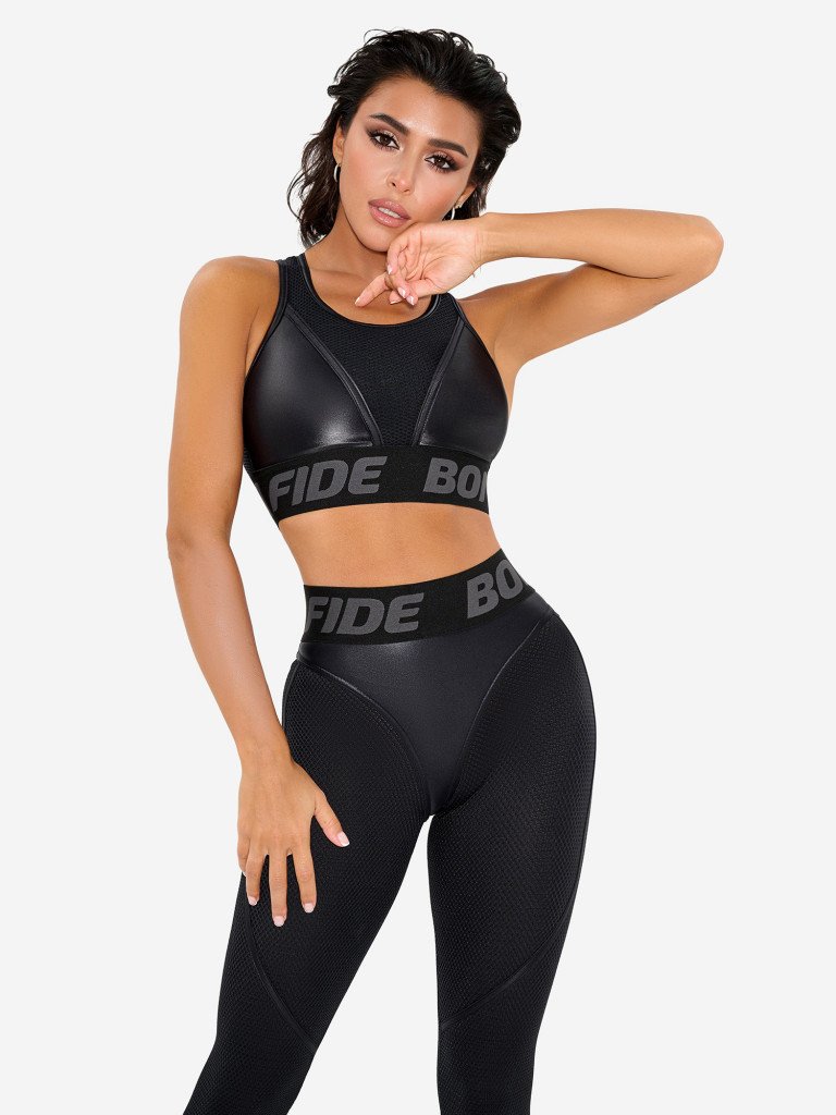 Спортивный топ бра Bona Fide Top For Top "Black Skin"