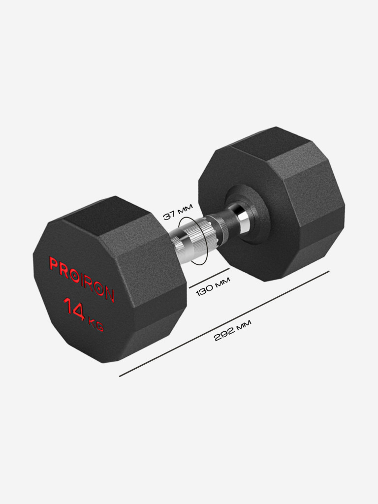 Гантель PROIRON обрезиненная 14 кг