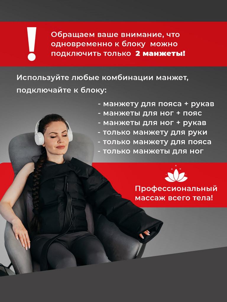 Массажер для тела HEALO, Lymphatic PRO+, для рук, ног и талии, CM2731pro 6 камер