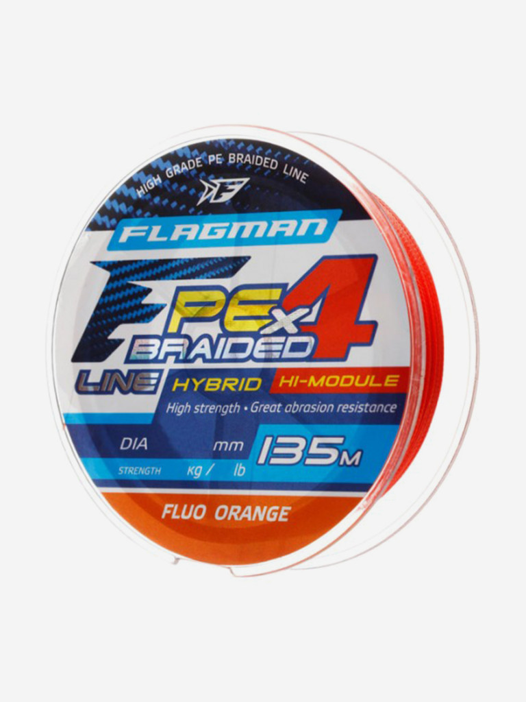 Шнур FLAGMAN PE Hybrid F4 135м FluoOrange 0.08мм 3.6кг 8lb