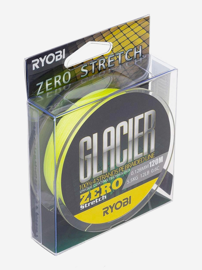 Шнур плетеный для рыбалки Ryobi GLACLER ZERO 120м, 0,128мм, 5,5кг, желтый