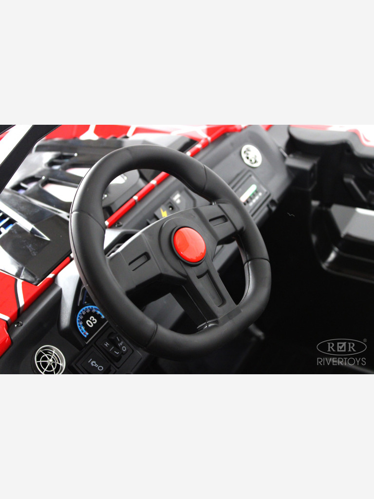 Детский электромобиль RIVERTOYS A707AA LUX NEW 4WD красный спайдер