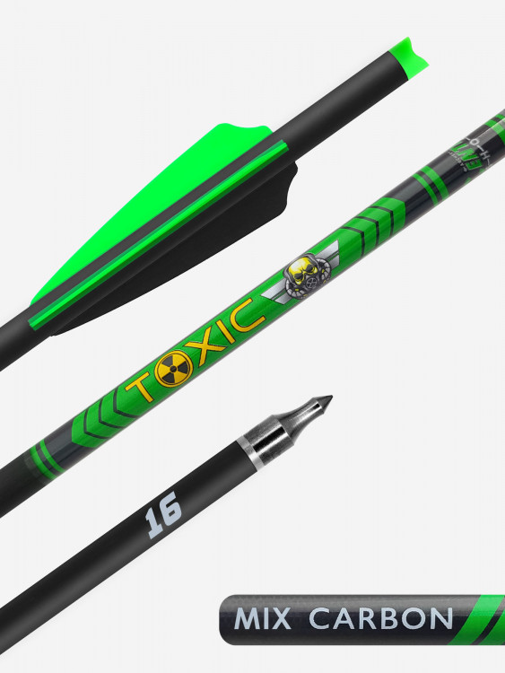 Стрела арбалетная микс карбон Centershot Toxic 16" Half Moon Nock (6шт.)