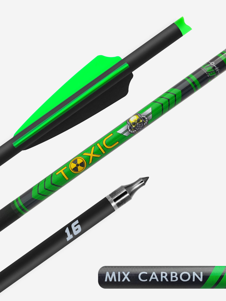Стрела арбалетная микс карбон Centershot Toxic 16" Half Moon Nock (6шт.)