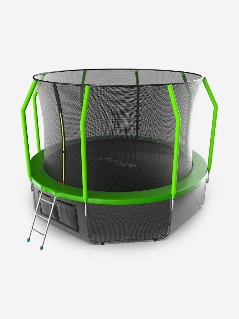 Батут каркасный EVO JUMP Cosmo 12ft зеленый, защитная сеть, диаметр 366 см