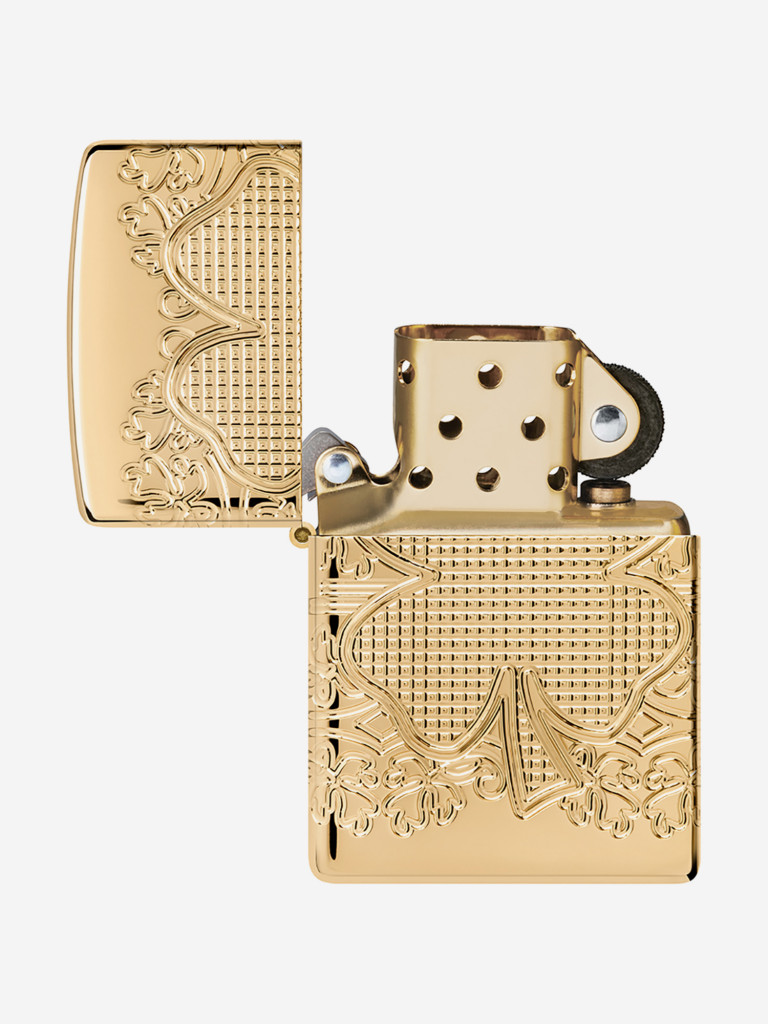 Зажигалка бензиновая ветроустойчивая Zippo Armor Lucky Clover High Polish