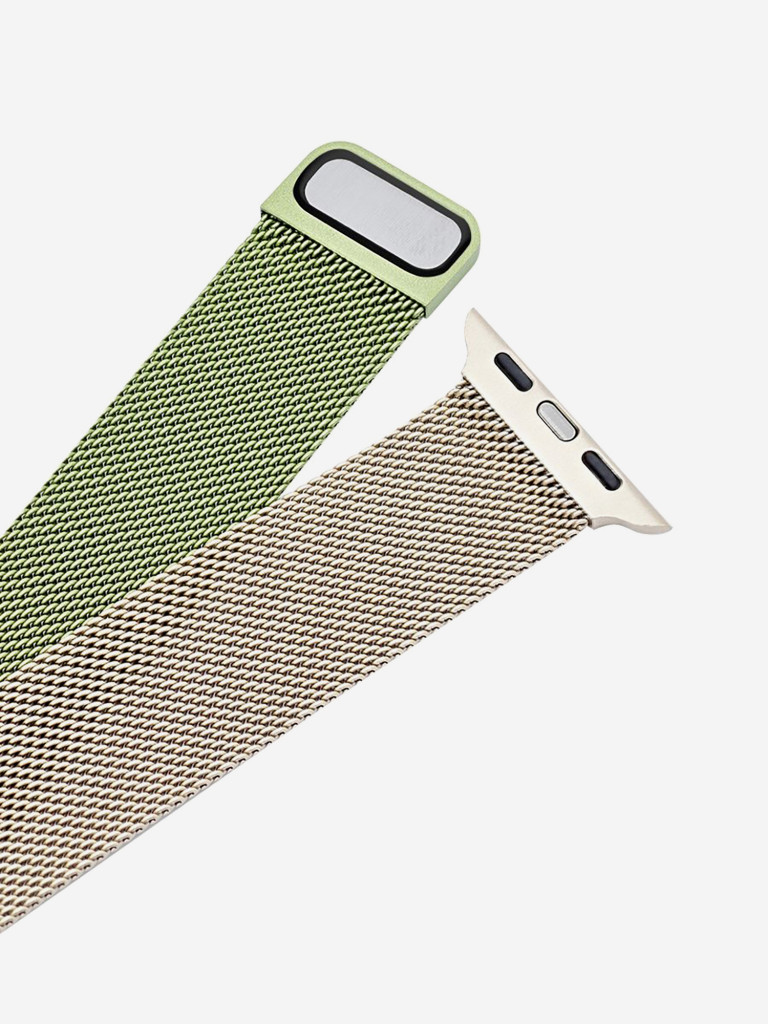 Ремешок для часов Apple Watch Ultra/49/45/44/SE/42 mm Mutural Оригинал, ультралегкий металлический на магните — зелено-золотой