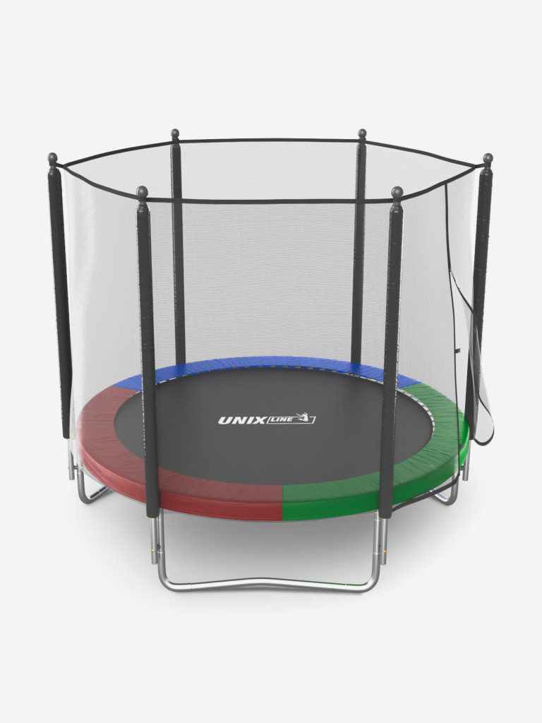 Батут каркасный UNIX Line Simple 8 ft Color с внешней защитной сеткой, общий диаметр 244 см, до 140 кг