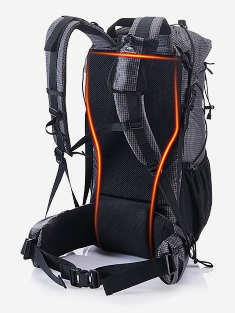 Рюкзак походный Naturehike Rock, 40л + 5л, черный/серый