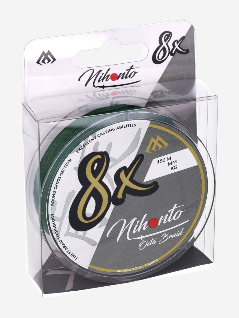 Плетеный шнур Mikado NIHONTO OCTA BRAID 0,12 green (150 м) - 8.90 кг.