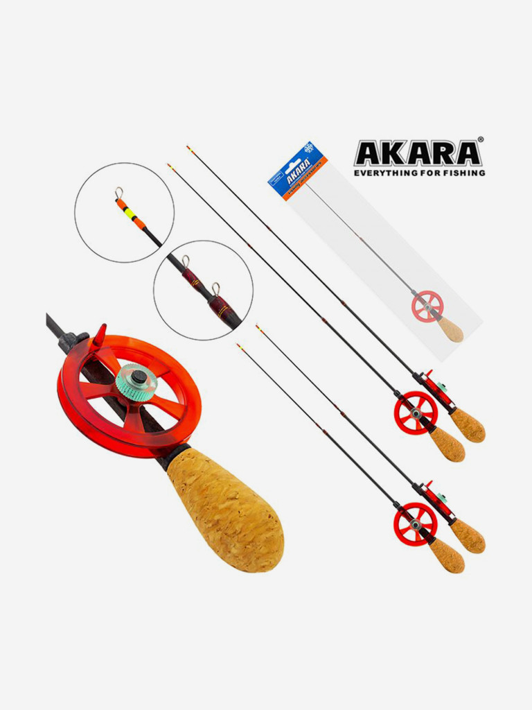 Удочка зимняя Akara Leader F 535 с катушкой Red (хлыст Hi Carbon teleskop 2 составной)