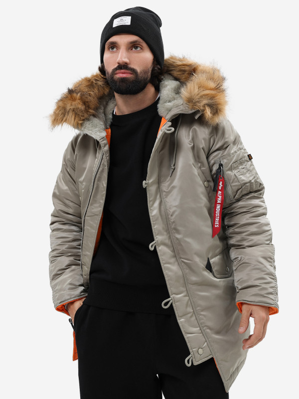 Парка зимняя мужская Slim Fit N-3B Alpha Industries бежевый/песочный цвет — купить за 21480 руб. со скидкой 55 %, отзывы в интернет-магазине Спортмастер