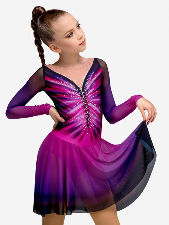 Платье для фигурного катания бифлекс 200 страз Танцующие
