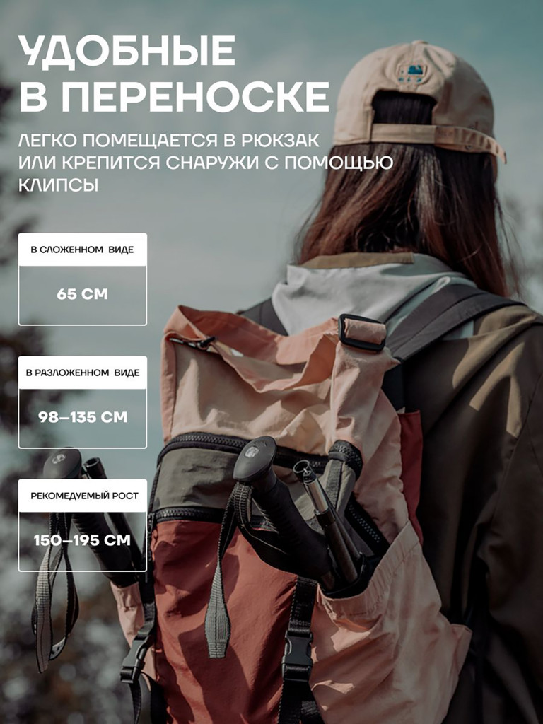 Палки для скандинавской ходьбы TERRO - карбоновые телескопические