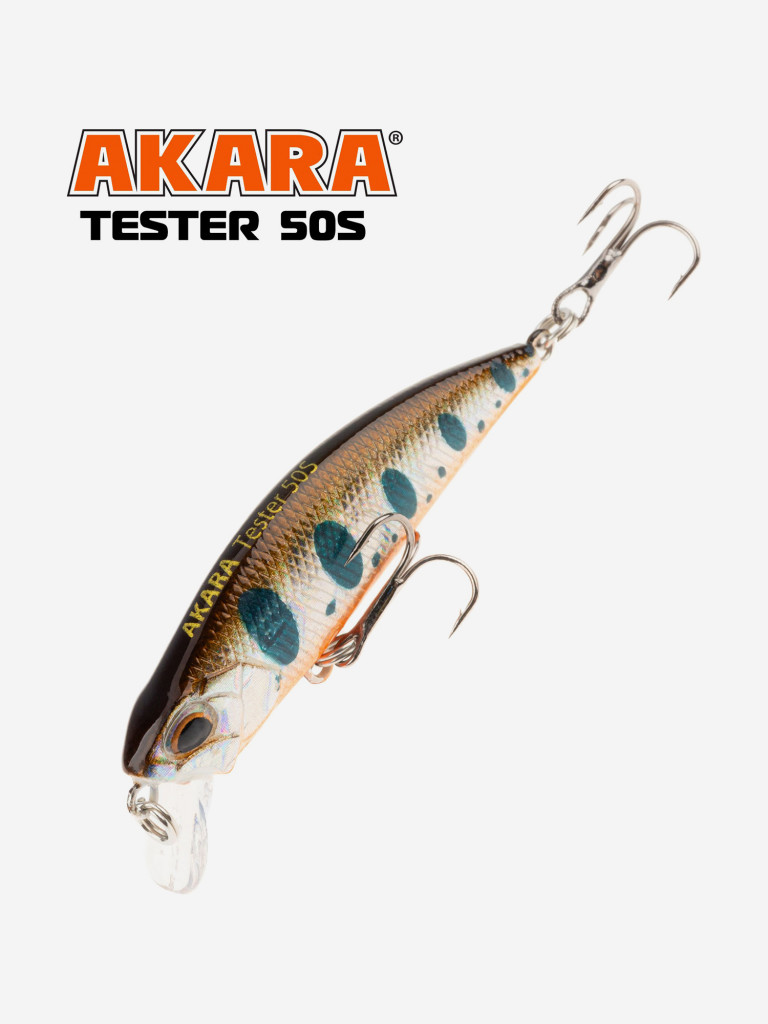 Воблер Akara Tester тонущий, для твичинга, на форель, окуня, жереха 50 мм. 4 гр. A88