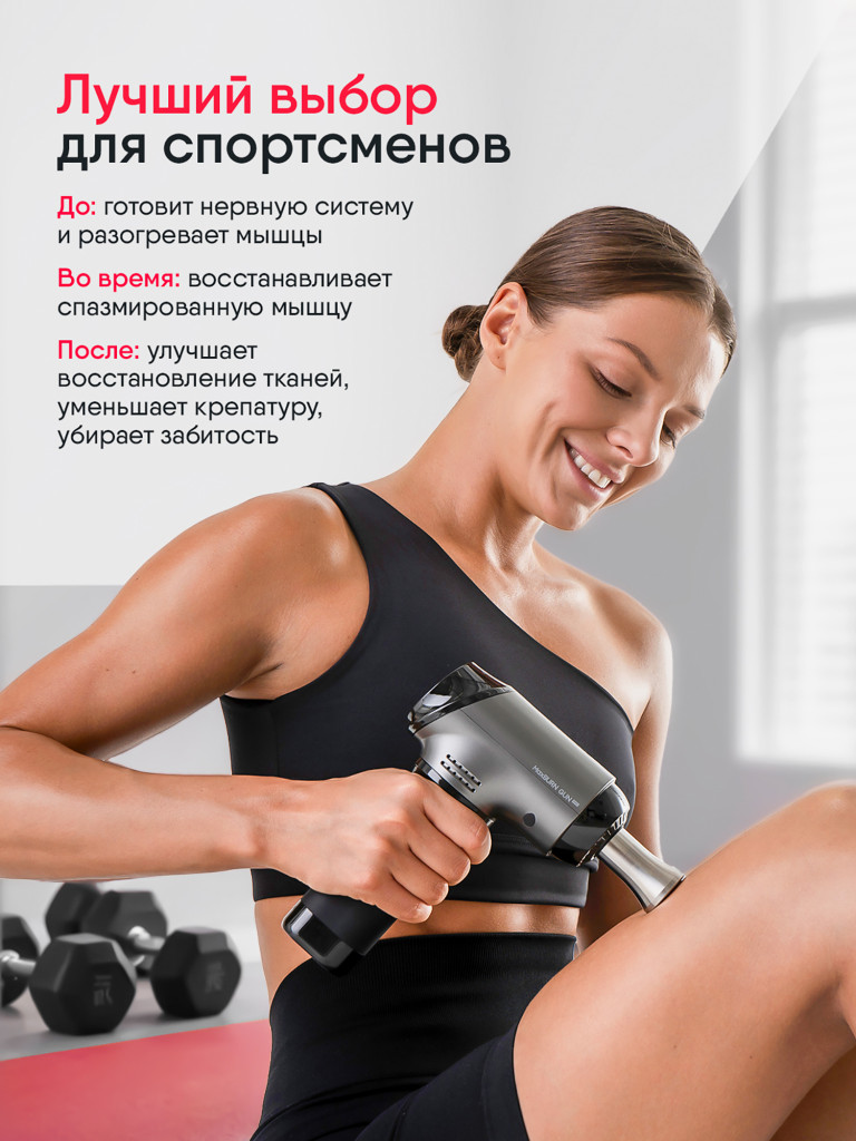 Массажер перкуссионный электрический для всего тела Ergonova MaxBurn GUN Pro антицеллюлитный