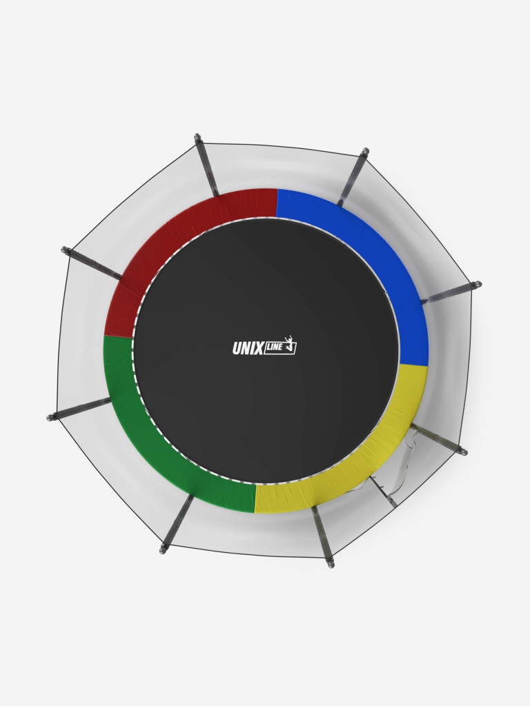 Батут каркасный UNIX Line Simple 12 ft Color с внешней защитной сеткой, общий диаметр 366 см, до 150 кг