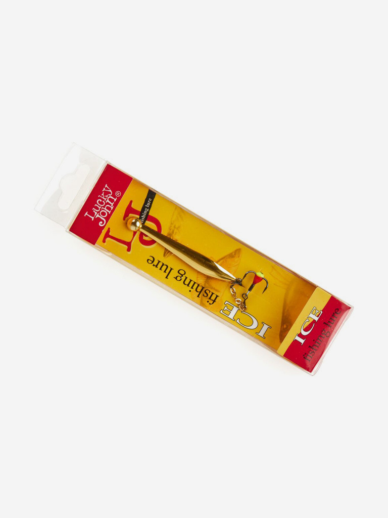 Блесна вертикальная зимняя Lucky John DOUBLE BLADE с цепочкой и тройником, длина 45 мм GC, блистер