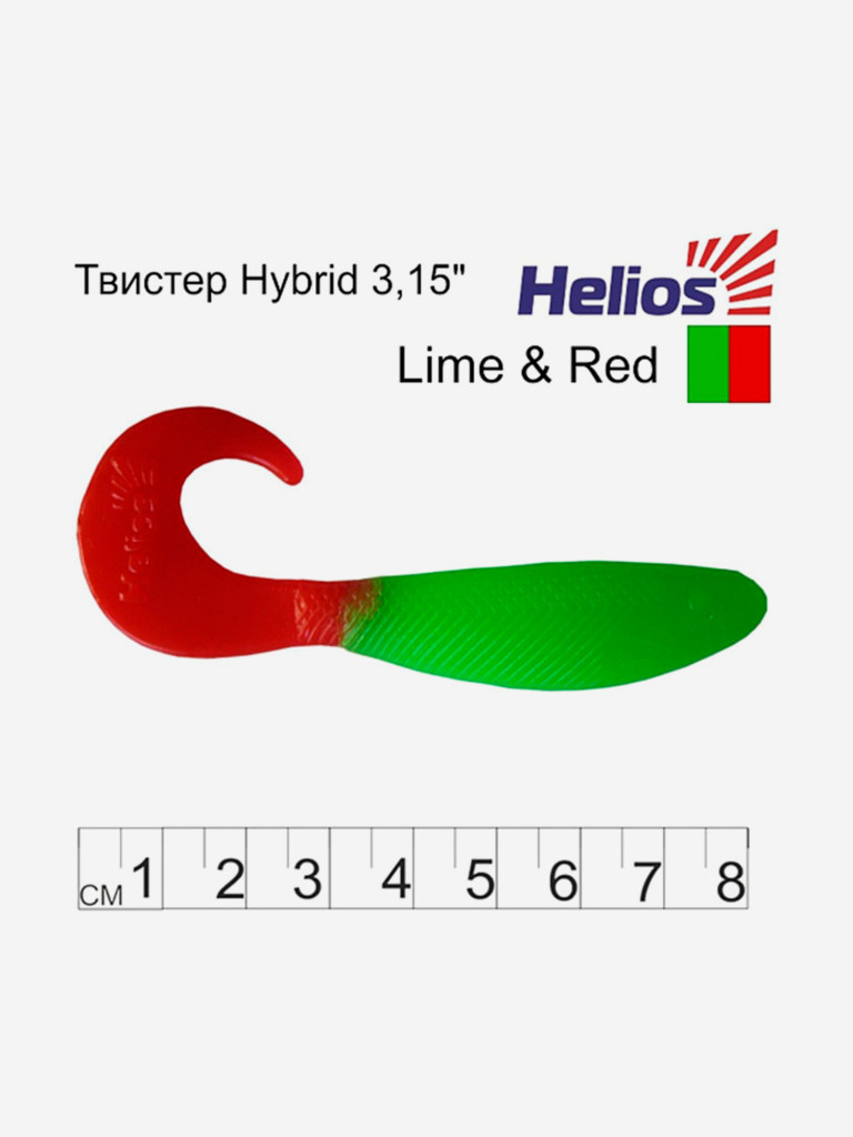 Мягкая приманка Helios Hybrid, 3,15" / 8,0 см, Lime & Red, 30 штук (HS-14-021-N-30)