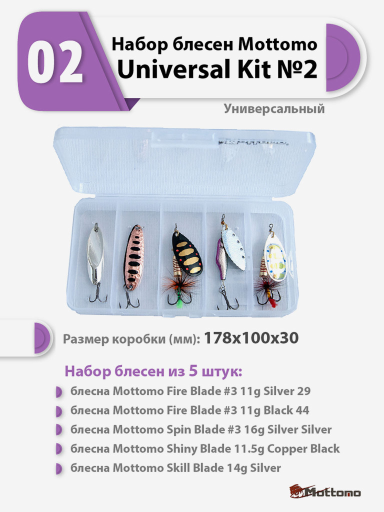 Набор блесен рыболовных для спиннинга Mottomo Universal Kit №2 Универсальный