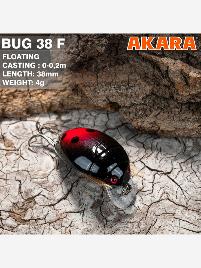 Воблер Akara Bug 38F кренк плавающий жук на голавля, язя, форель 4гр 8