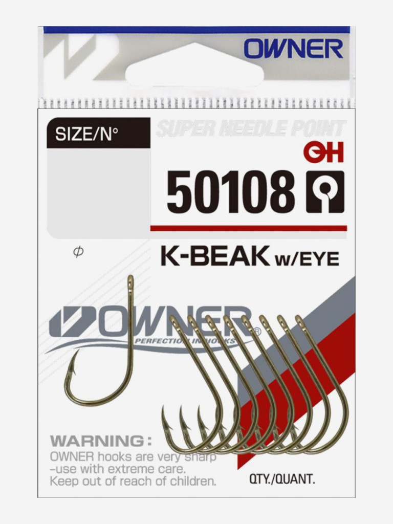 Крючок OWNER K-Beak w/eye gold №8 12шт