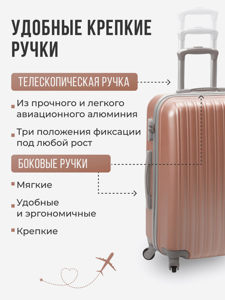 Чемодан Tevin s ручная кладь пластиковый неубиваемый