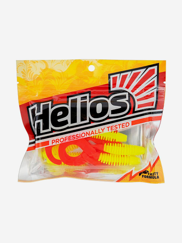 Мягкая приманка Helios Din, 3,11" / 7,9 см, Acid lemon & Red, 6 штук (HS-33-029)