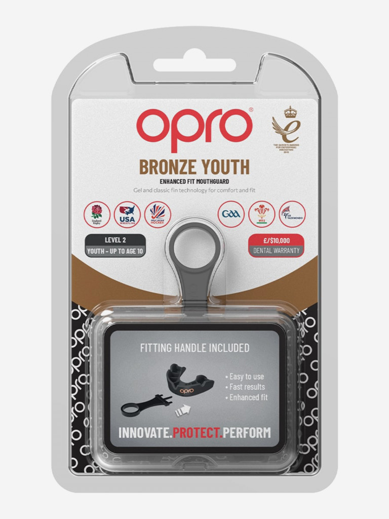 Детская боксерская капа, спортивная для защиты зубов OPRO Self-Fit Bronze - Black